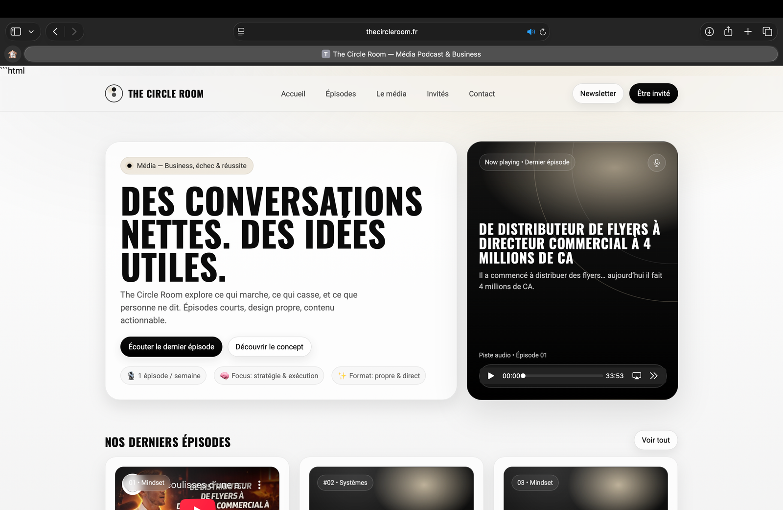 Site web média The Circle Room